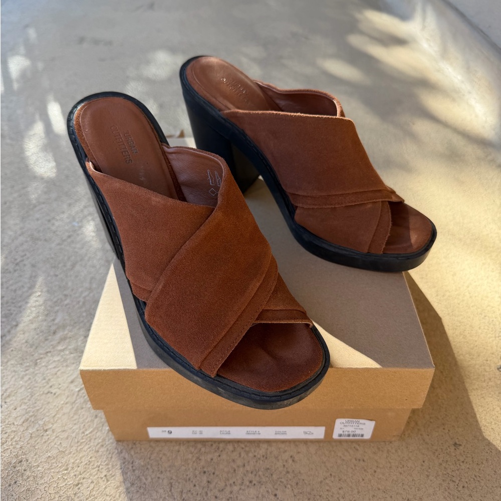 Brown Suede Cross Strap Heel